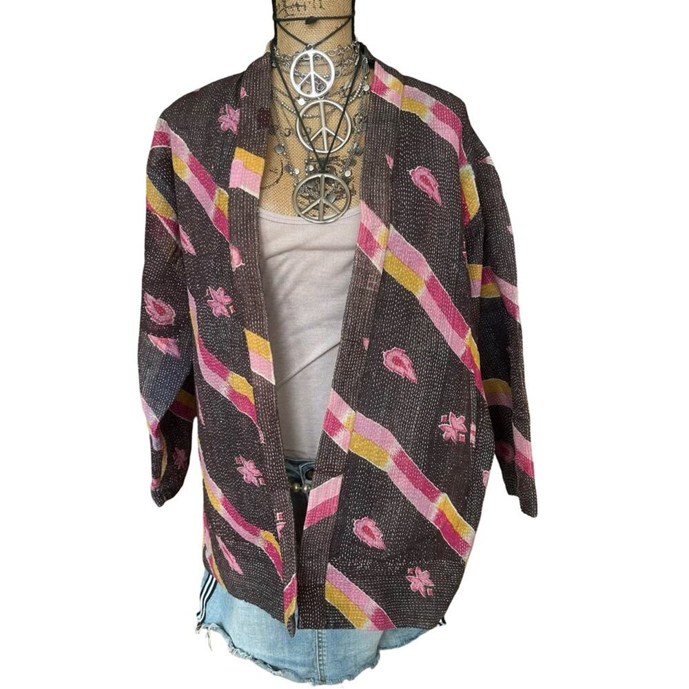 VINTAGE  INDIRA KANTHA JACKET / BLAZER / ROBE women's SIZE MED OVERSIZED FITS XL